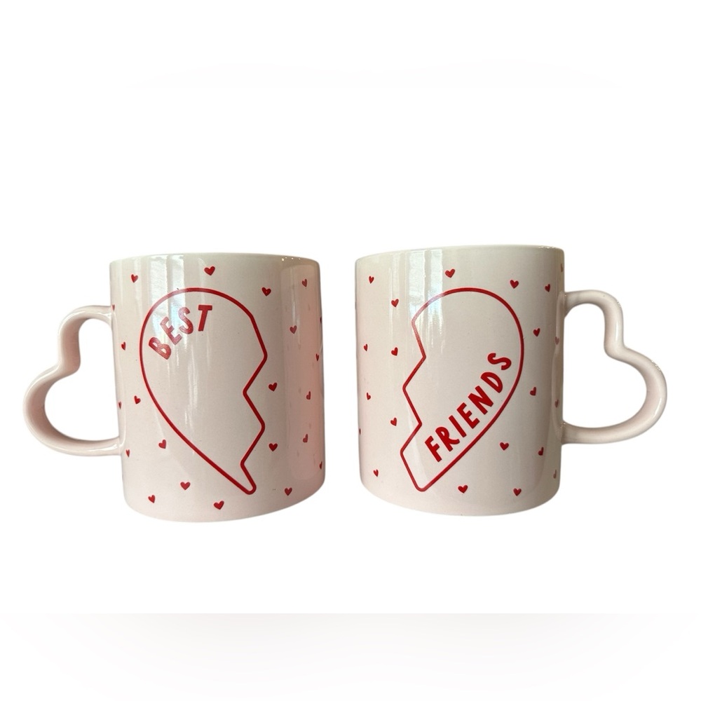 Best Friends Ceramic Heart Mugs (2) Set